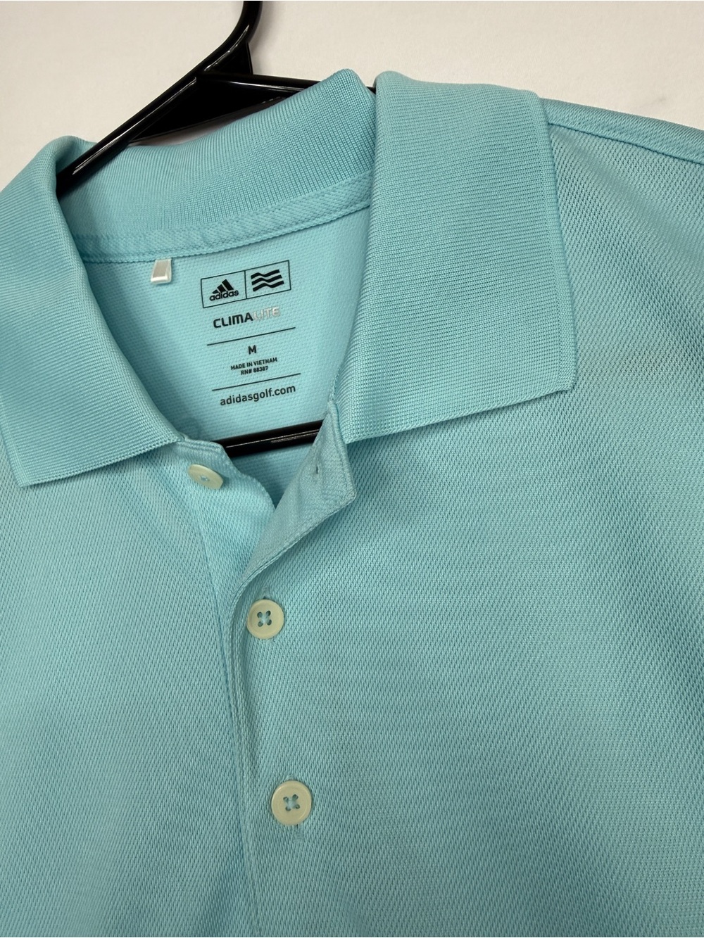 Adidas Golf Climalite Men's Size M Light Blue Short Sleeve Polo Shirt